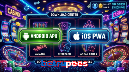 Main screen of Betrupees download page for PK players